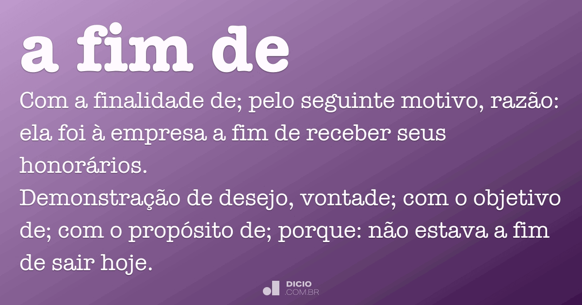 A Fim De Ou Afim De Exemplos