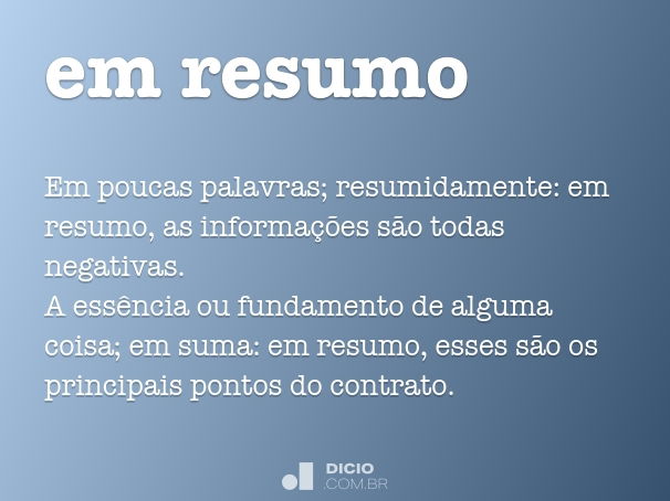 Significado de Resumo