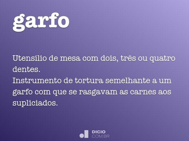 garfo no espanhol - dicionário Português-Espanhol