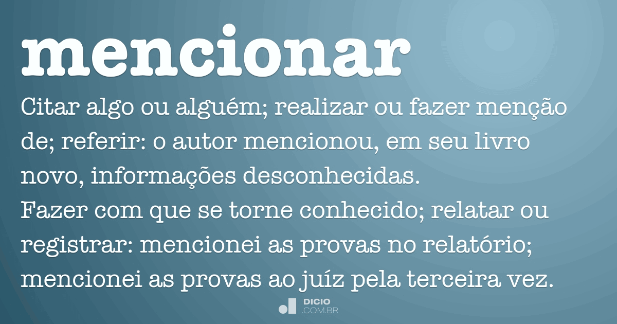 Mencionar - Dicio, Dicionário Online de Português