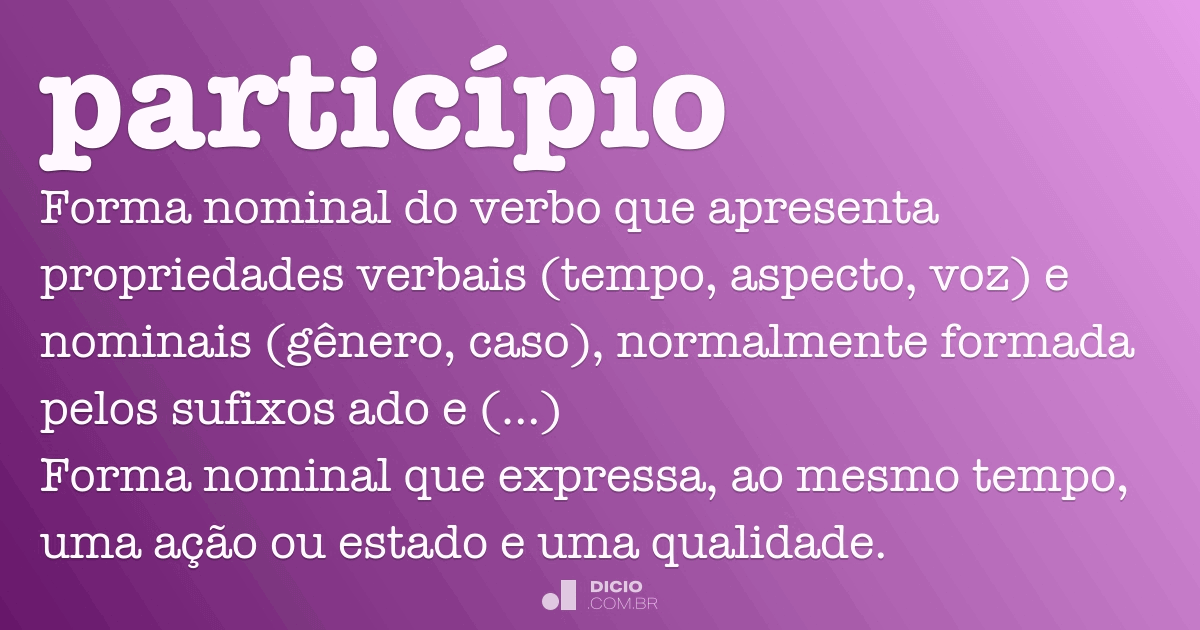 Particípio Dicio, Dicionário Online de Português