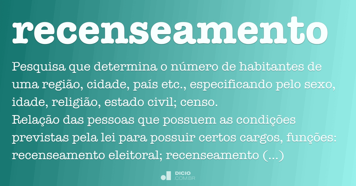 Recenseamento Dicio Dicionario Online De Portugues