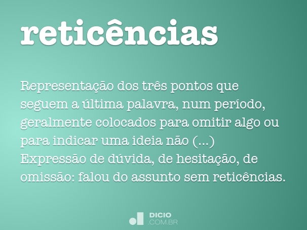 Uso das reticências  Pontuação para quê?