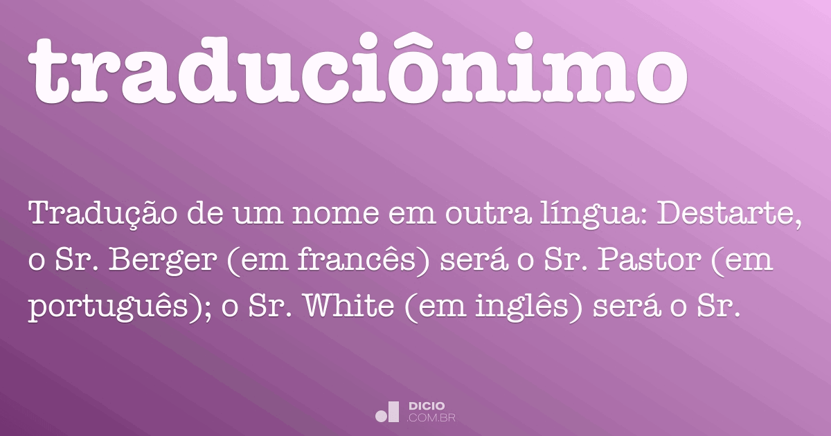 Traduciônimo - Dicio, Dicionário Online de Português, pastor inglês  tradução 